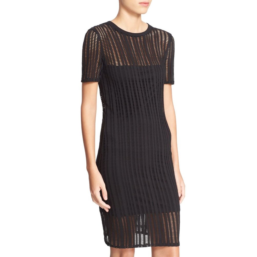 T By Alexander Wang Mesh Overlay Sheath Dress Aso… - image 5